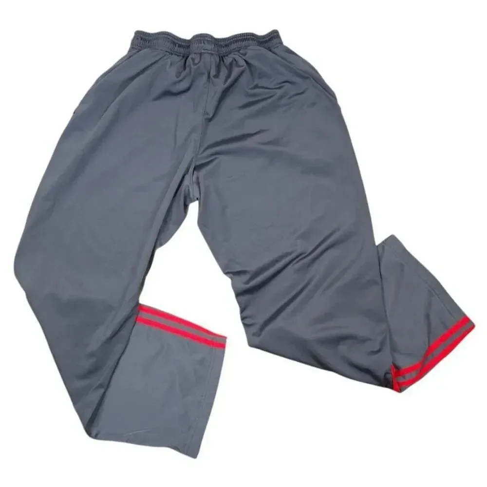 Adidas Track Pants Mens Size Medium Gray Red Athletic Work Out 027344 AAL001